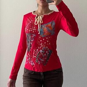 Bright red vintage long sleeve